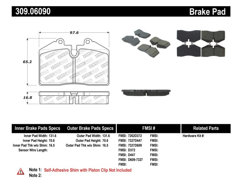 Stoptech 309.0609 Performance ST-40 4 Piston Front Caliper Brake Pads