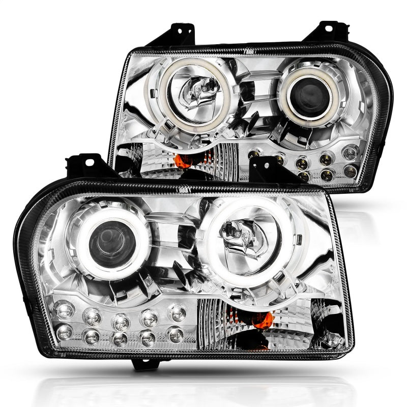 ANZO 121136 2010 fits Chrysler 05-20 300 Projector Headlights w/ Halo Chrome