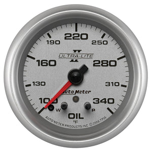 AutoMeter 7756 Autometer Ultra-Lite II 2-5/8in 340 Deg F Stepper Motor w/ Peak & Warn Oil Temp Gauge