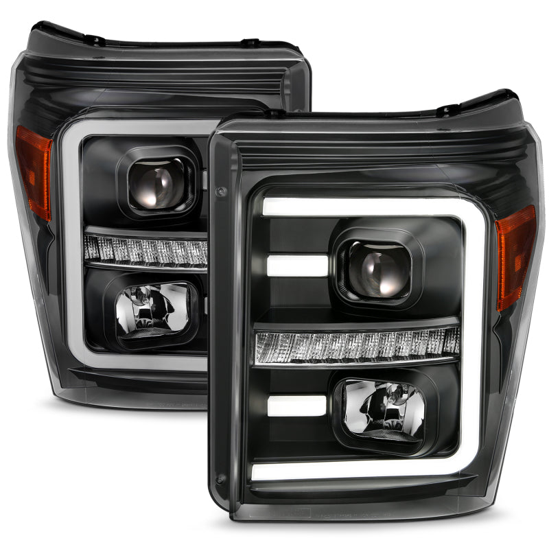 ANZO 111406 2016 fits Ford 11-20 F250 Projector Headlights w/ Plank Style Switchback Black w/ Amber