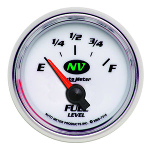 AutoMeter 7316 AutoMeter Gauge Fuel Level 2-1/16in. 240 Ohm(e) to 33 Ohm(f) Elec NV