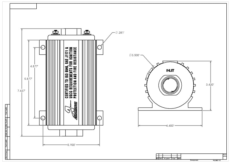 Aeromotive 11108 Marine 1000HP Fuel Pump