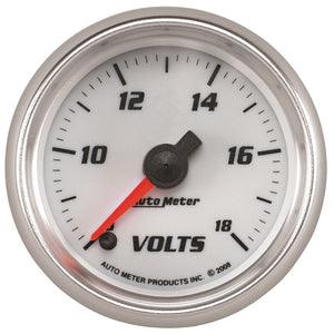 AutoMeter 19792 Autometer Pro-Cycle Gauge Voltmeter 2 1/16in 18V Digital Stepper Motor White