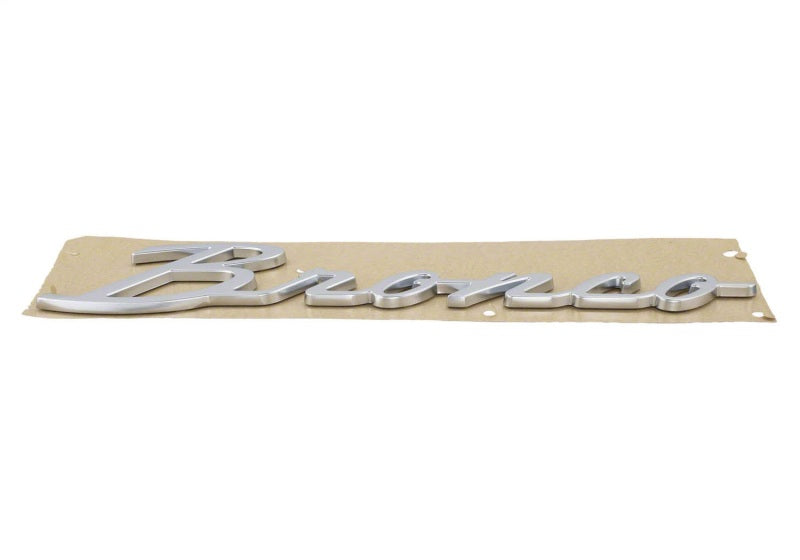 fits Ford 21-23 Racing M-1447-BSS Bronco Script Fender Badge - Silver