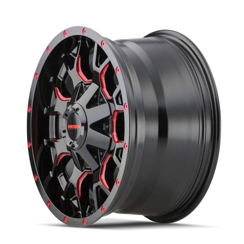 Mayhem 8015-2152BTR 8015 Warrior 20x10 / 5x127 BP / -25mm Offset / 87mm Hub Black w/ Prism Red Wheel