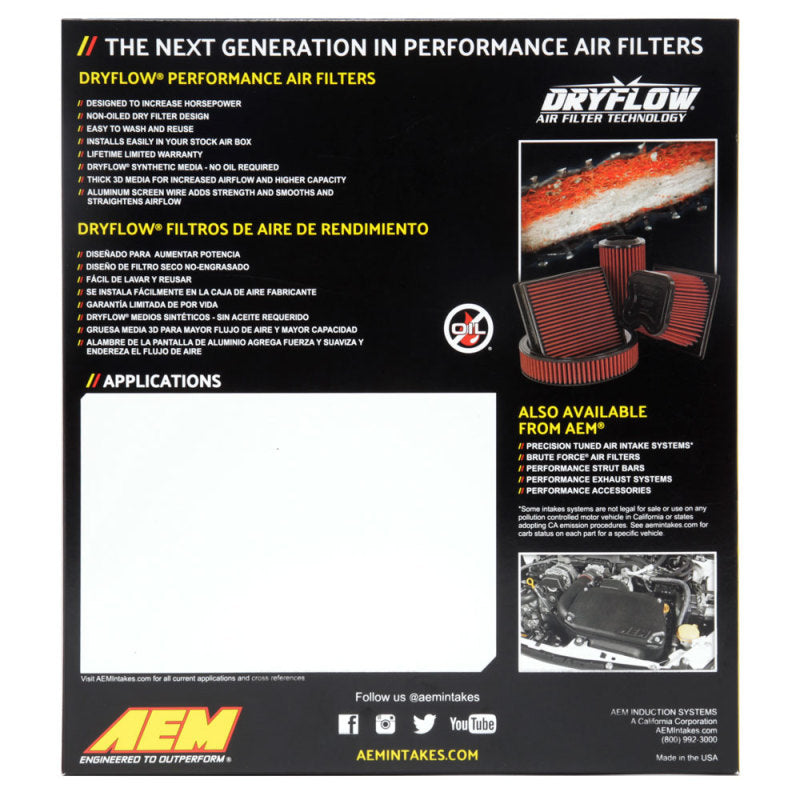 AEM 28-20106 fits Ford Explorer 97-05/Ranger98-10/Mazda B Series 98-09 air filter