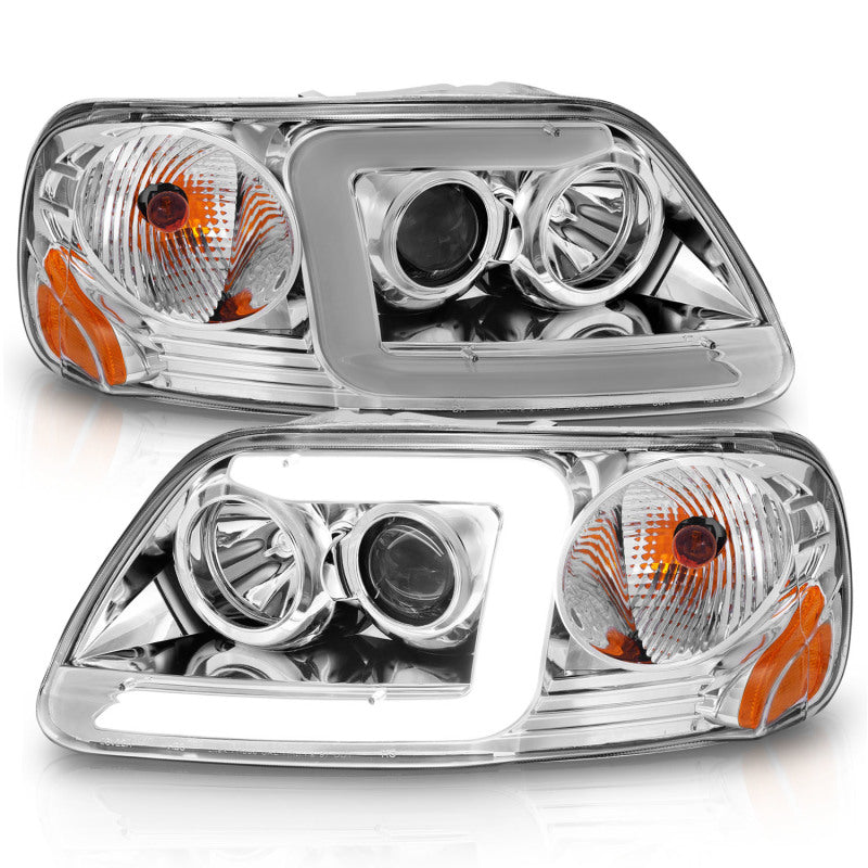 ANZO 111504 1903 fits Ford 97-20 F-150 Projector Headlights w/ Light Bar Chrome Housing