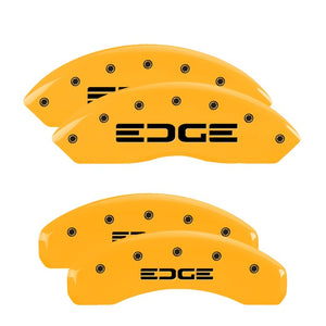 MGP 10119SEDGYL 4 Caliper Covers Engraved Front & Rear Edge Yellow finish black