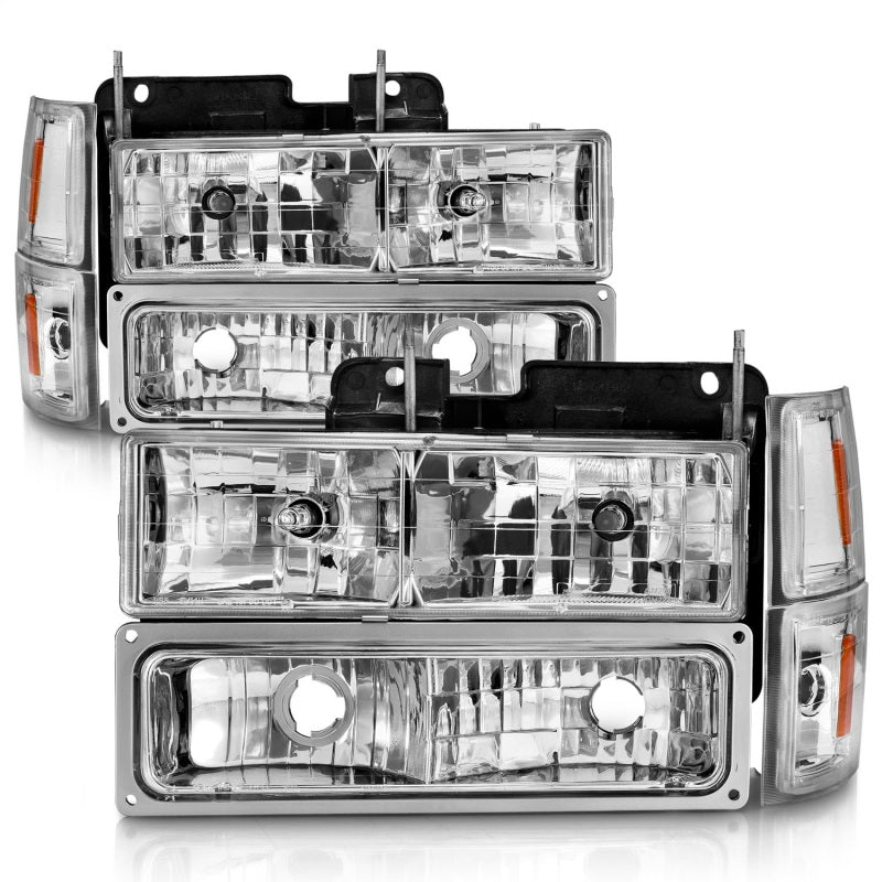 ANZO 111506 fits Chevrolet 88-98 C1500 Crystal Headlights Chrome w/ Signal and Side Marker Lights