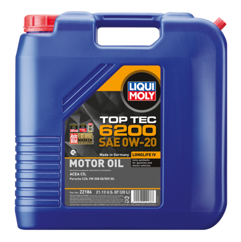 LIQUI MOLY 22186 20L Top Tec 6200 Motor Oil SAE 0W20