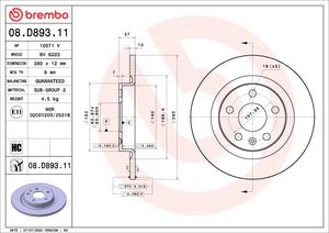 Brembo OE 08.D893.11 fits Ford F-250/F-350 Super Duty Rear UV Coated Rotor