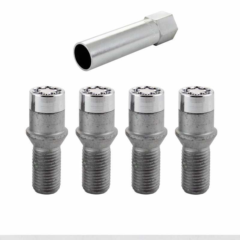 McGard 27200 Wheel Lock Bolt Set - 4pk. (Tuner / Cone Seat) M14X1.5 / 17mm Hex / 24.0mm Shank L. - Chrome