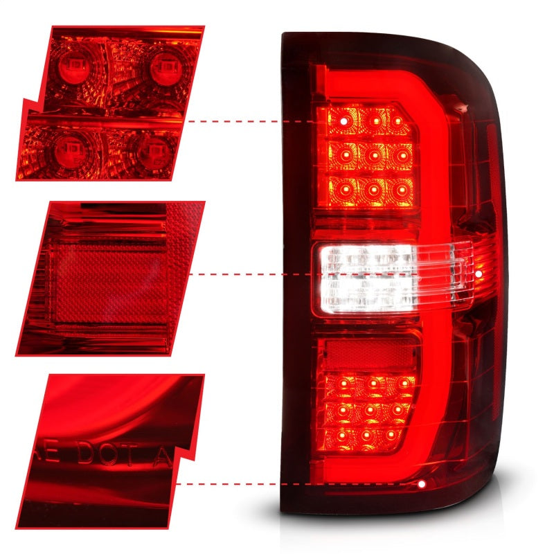 ANZO 311466 fits GMC 14-18 Sierra 1500 LED Taillights Red/Clear