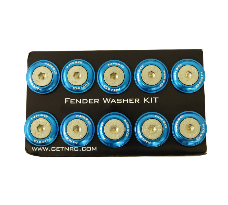 NRG FW-100BL Fender Washer Kit w/Rivets For Plastic (Blue) - Set of 10