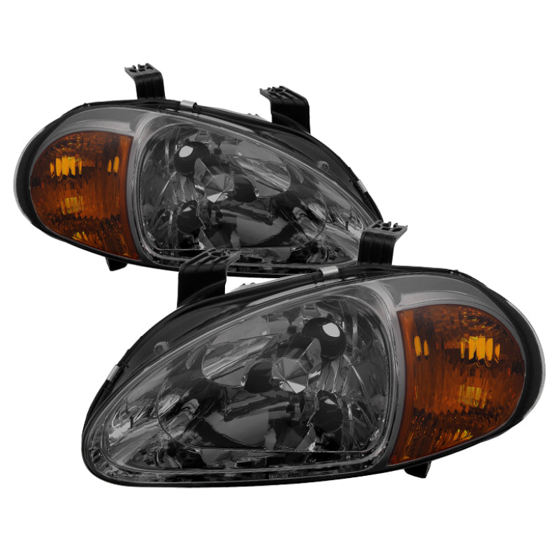 5014818 Xtune fits Honda 93-97 Del Sol 1Pc Amber Crystal Headlights Smoke HD-O