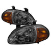5014818 Xtune fits Honda 93-97 Del Sol 1Pc Amber Crystal Headlights Smoke HD-O