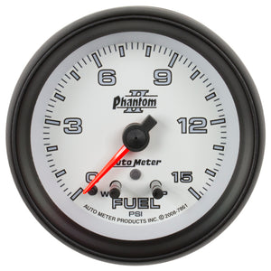 AutoMeter 7861 AutoMeter Gauge Fuel Press 2-5/8in. 15PSI Stepper Motor W/ Peak & Warn Phantom II
