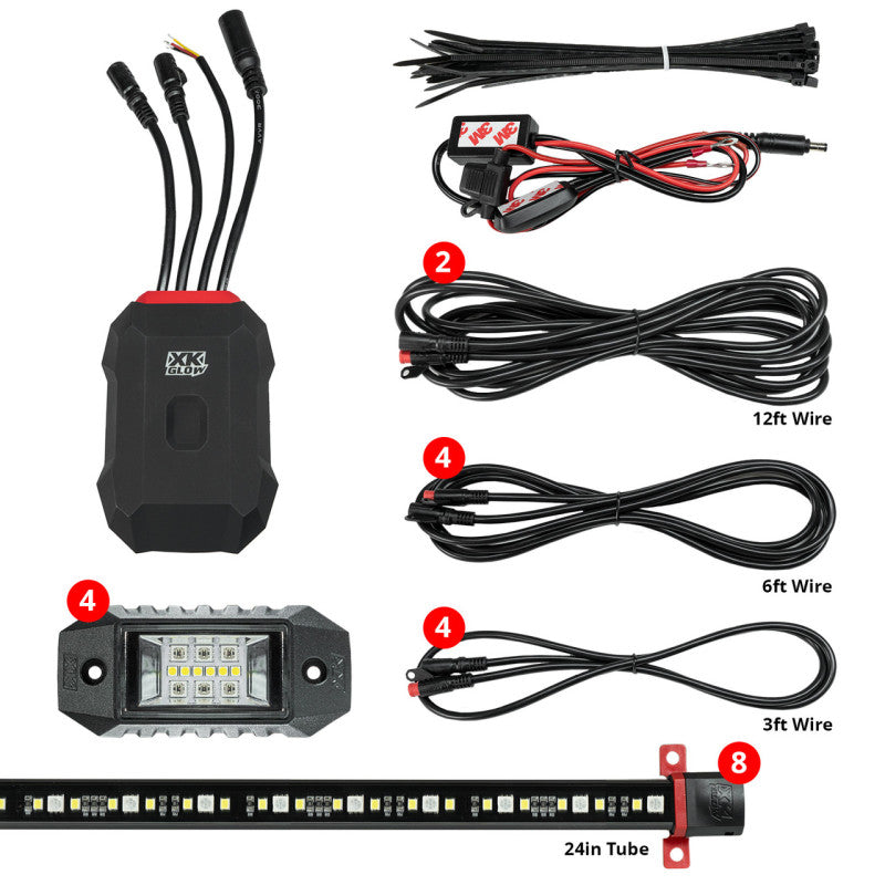 XK AP-CAR-ADV Glow RGBW Addressable LED Underglow Kits Advanced XKalpha App Controlled