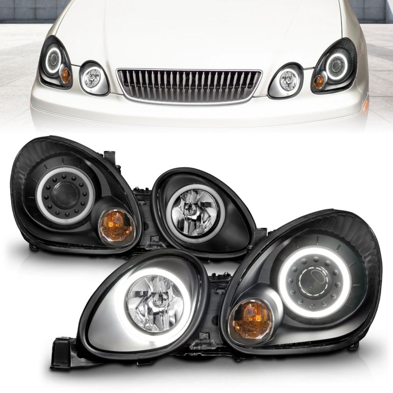 ANZO 121144 1905 fits Lexus 98-20 Gs300 Projector Headlights w/ Halo Black