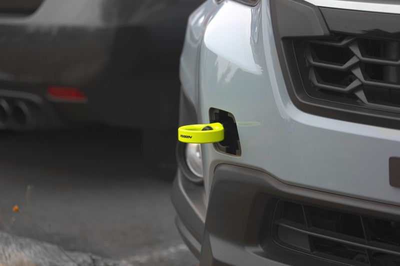 Perrin PSP-BDY-237NY 2022 fits Subaru WRX / 18-21 Crosstrek / 14-21 Forester Tow Hook Kit (Front) - Neon Yellow