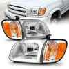 ANZO 111580 fits Toyota 00-04 Tundra (Reg/Acc Cab Only) Crystal Headlights w/Lgt Bar Chrome w/Corner Lights 2pc