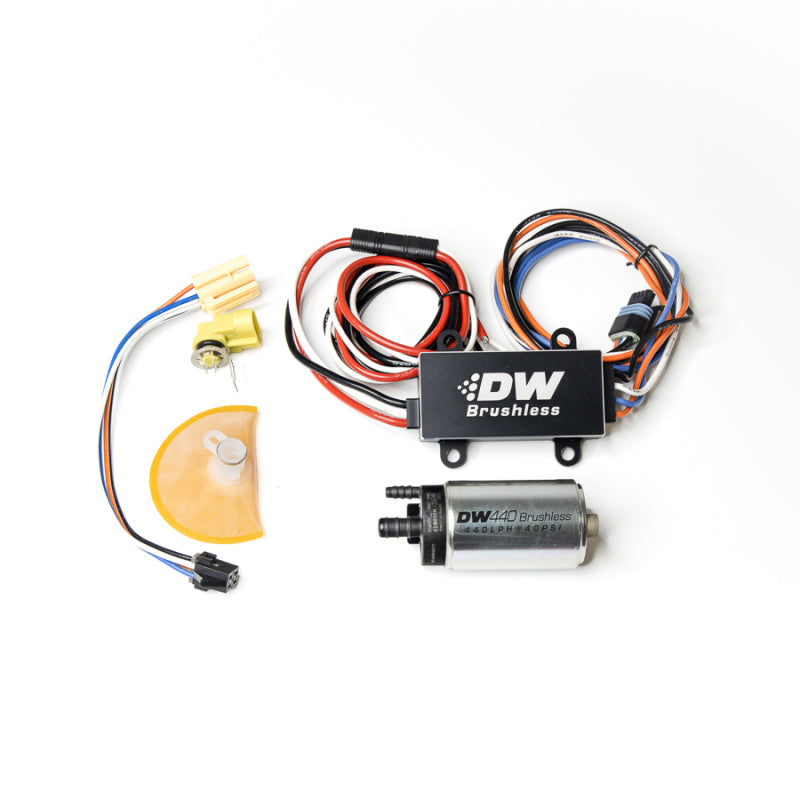 DeatschWerks 9-441-C103-0908 DW440 440lph Brushless Fuel Pump w/ PWM Controller & Install Kit 99-04 fits Ford Mustang GT