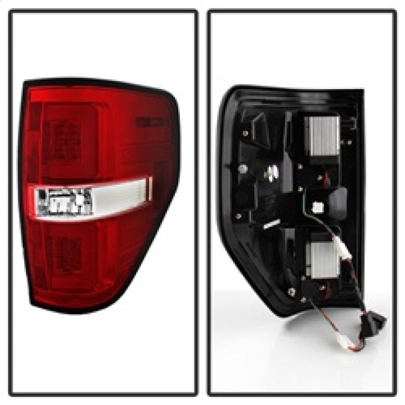 Spyder 5084224 fits Ford 09-14 F150 V2 Light Bar LED Tail Lights - Red Clear (A