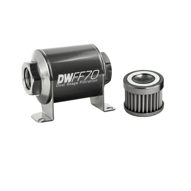 DeatschWerks 8-03-070-040K Stainless Steel 8AN 40 Micron Universal Inline Fuel Filter Housing Kit (70mm)