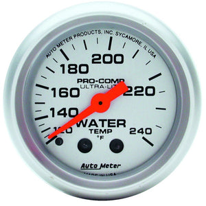 AutoMeter 4332 Autometer Ultra-Lite 52mm 120-240 Deg F Mechanical Water Temp Gauge