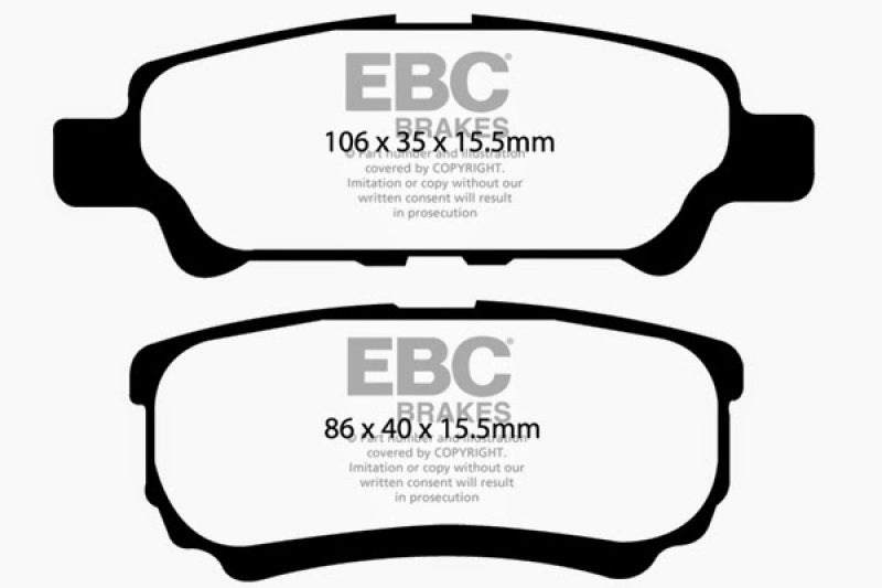 EBC DP21563 fits Chrysler 11-14 200 2.4 Greenstuff Rear Brake Pads