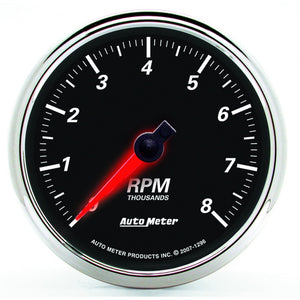 AutoMeter 1296 Autometer Designer Black II 3 3/8in 8000 RPM In-Dash Tachometer
