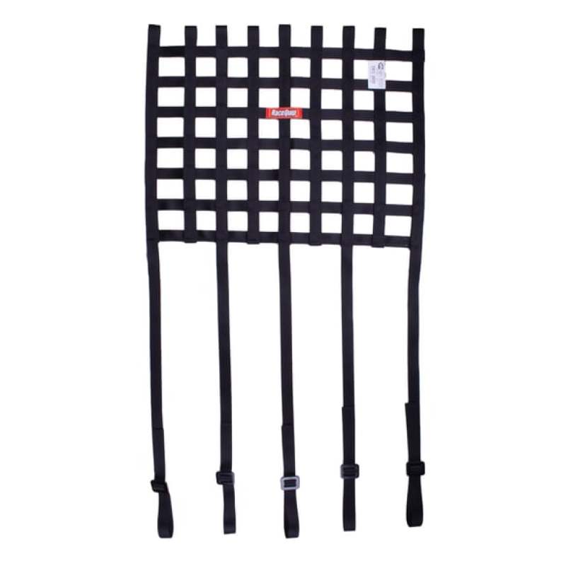 Racequip 825001 Ribbon Style Race Car Window Net w/1In Mounting Straps / SFI 27.1 Certified Blk 15 H X 18 W