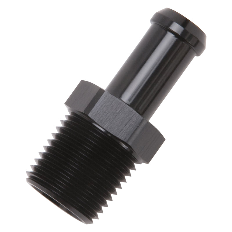 Edelbrock 8119 Hose End Straight 1/2In NPT to 1/2In Barb Black Anodize
