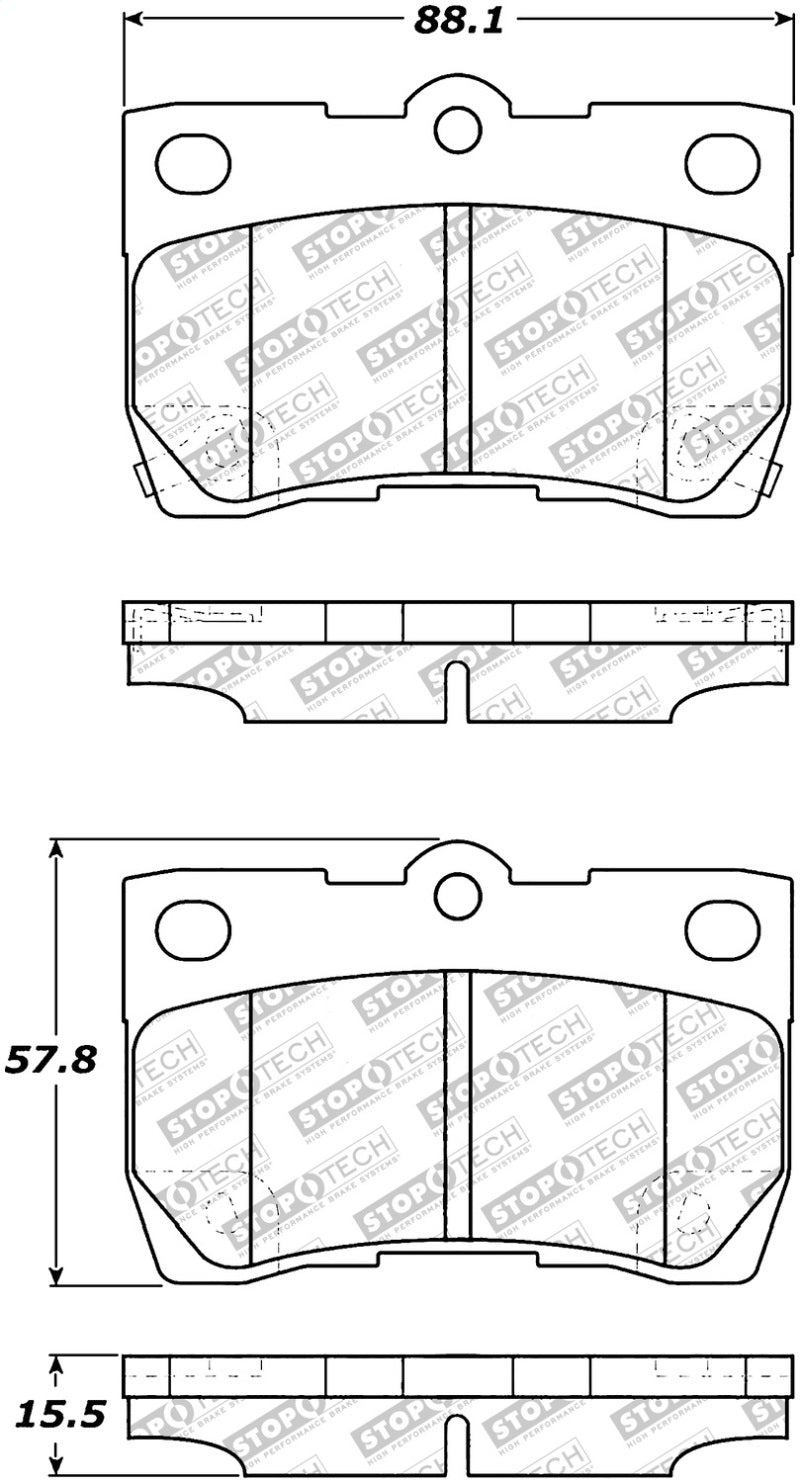 Stoptech 305.1113 Street Select Brake Pads w/Hardware - Rear