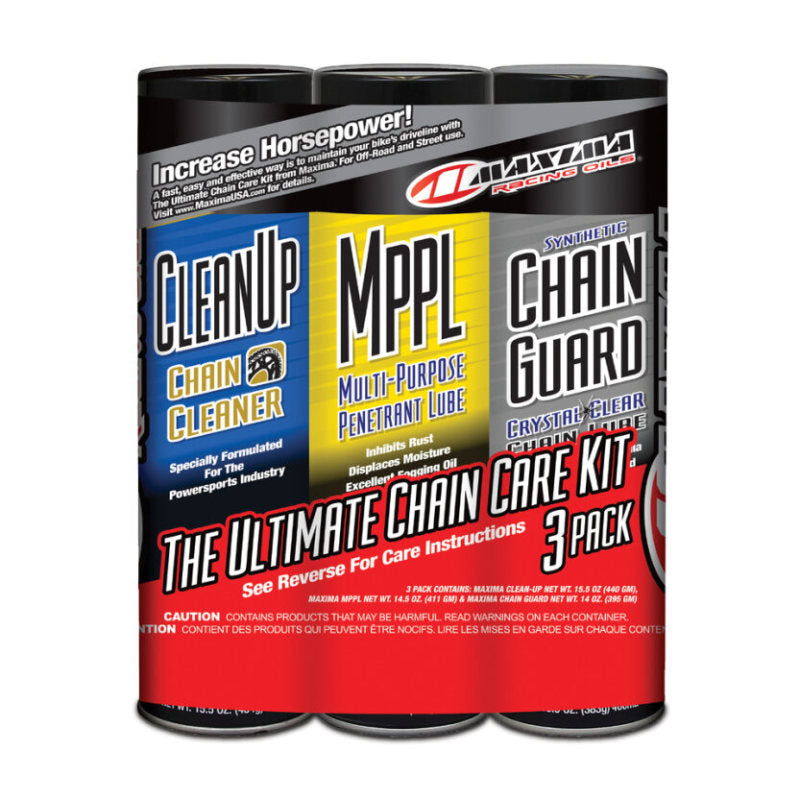 Maxima 70-779203 Synthetic Chain Guard Ultimate Chain Care Combo Kit 3-Pack Aerosol