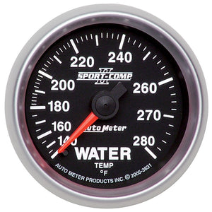 AutoMeter 3631 Autometer Sport-Comp II 2-1/16in 140-280 Deg Mechanical Water Temp Gauge - Black