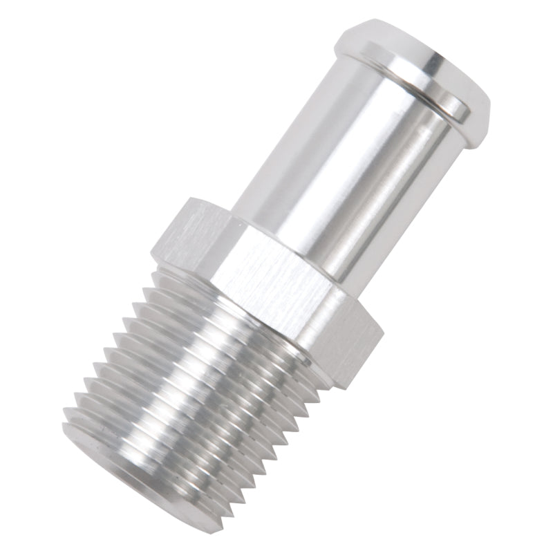 Edelbrock 8160 Hose End Straight 1/2In NPT to 5/8In Barb Clear Anodize