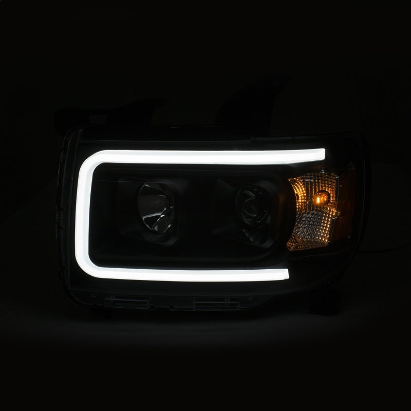 ANZO 111381 2015+ fits GMC Canyon Projector Headlights w/ Plank Style Design Black w/ Amber