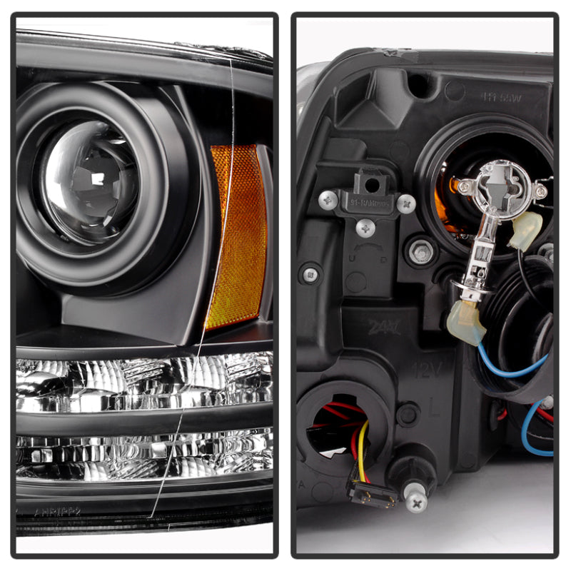 Spyder 5081001 fits Dodge 09-12 Ram Projector Headlights Light Bar DRL Black PR