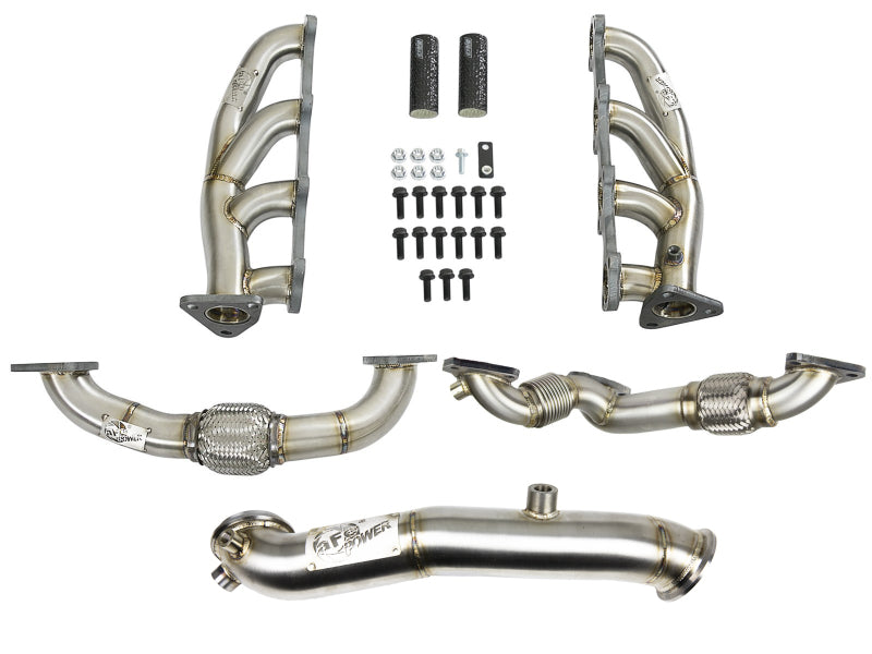 AFE 48-34139 d Steel Headers Up-Pipes & Down-Pipe 11-15 fits GM Diesel Trucks V