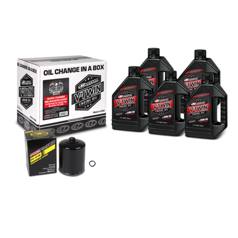 Maxima 90-129015PB V-Twin Quick Change Kit Synthetic w/ Black Filter Milwaukee-Eight