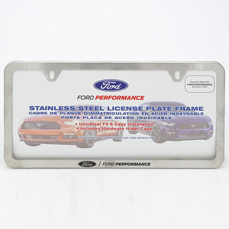 fits Ford Racing M-1828-SSC Slim License Plate Frame - Brushed Stainless Steel