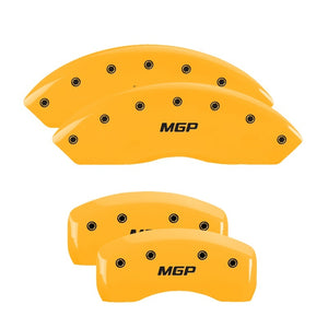 MGP 22230SMGPYL 4 Caliper Covers Engraved Front & Rear Yellow Finish Black Chara