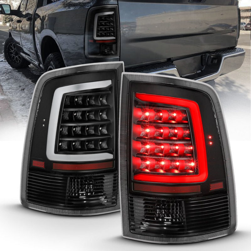 ANZO 311318 2018 fits Dodge 09-20 Ram 1500 LED Taillight Plank Style Black w/Clear Lens