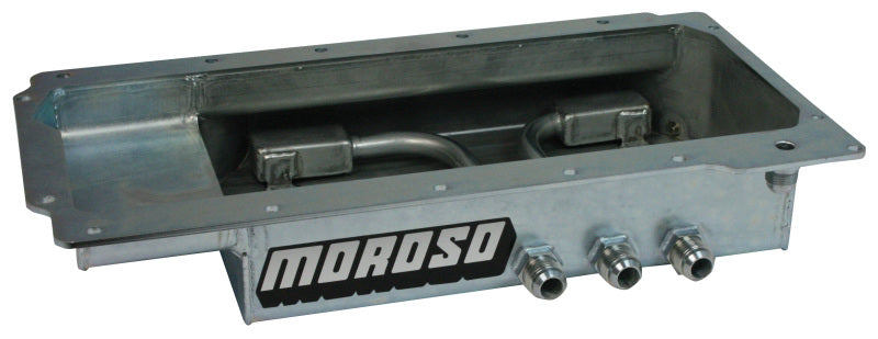 Moroso 21155 GM LS (w/Three Left Side Pick Ups) Fabricated Dry Sump 4in Steel Oi