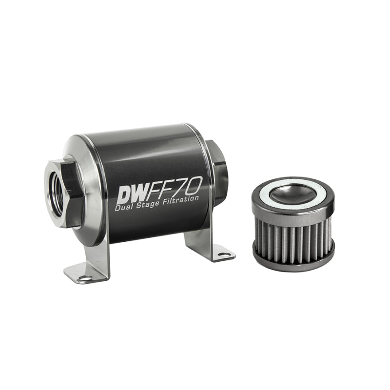 DeatschWerks 8-03-070-040K Stainless Steel 8AN 40 Micron Universal Inline Fuel Filter Housing Kit (70mm)