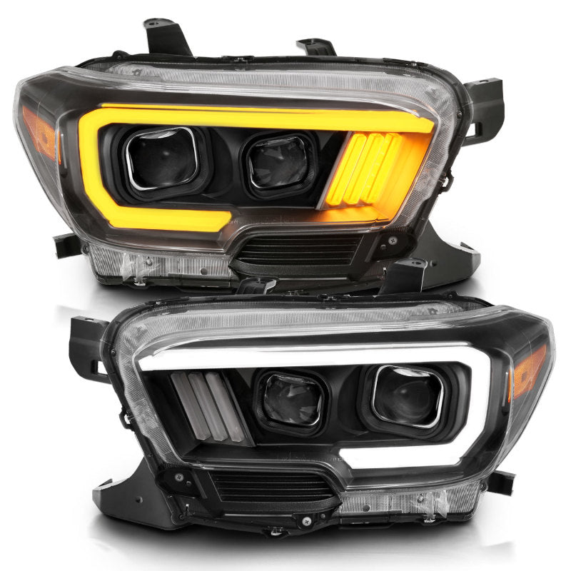 ANZO 111396 2017 fits Toyota 16-20 Tacoma Projector Headlights w/ Plank Style Switchback Black w/ Amber