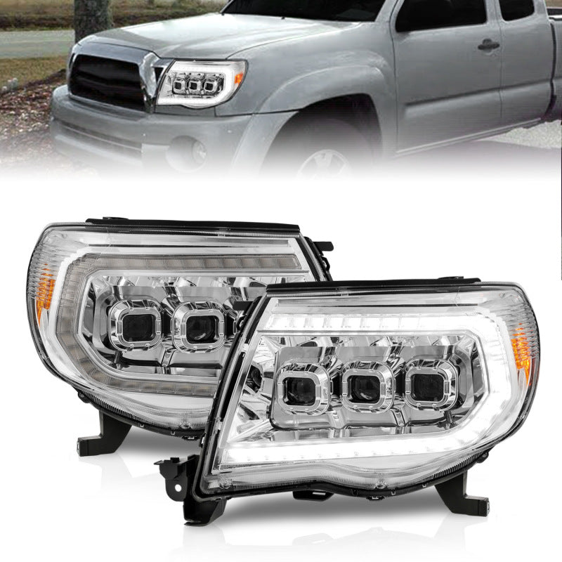 ANZO 111582 fits Toyota 05-11 Tacoma LED Projector Headlights w/Light Bar Swtchbk Seq. Chrome w/Initiation Light