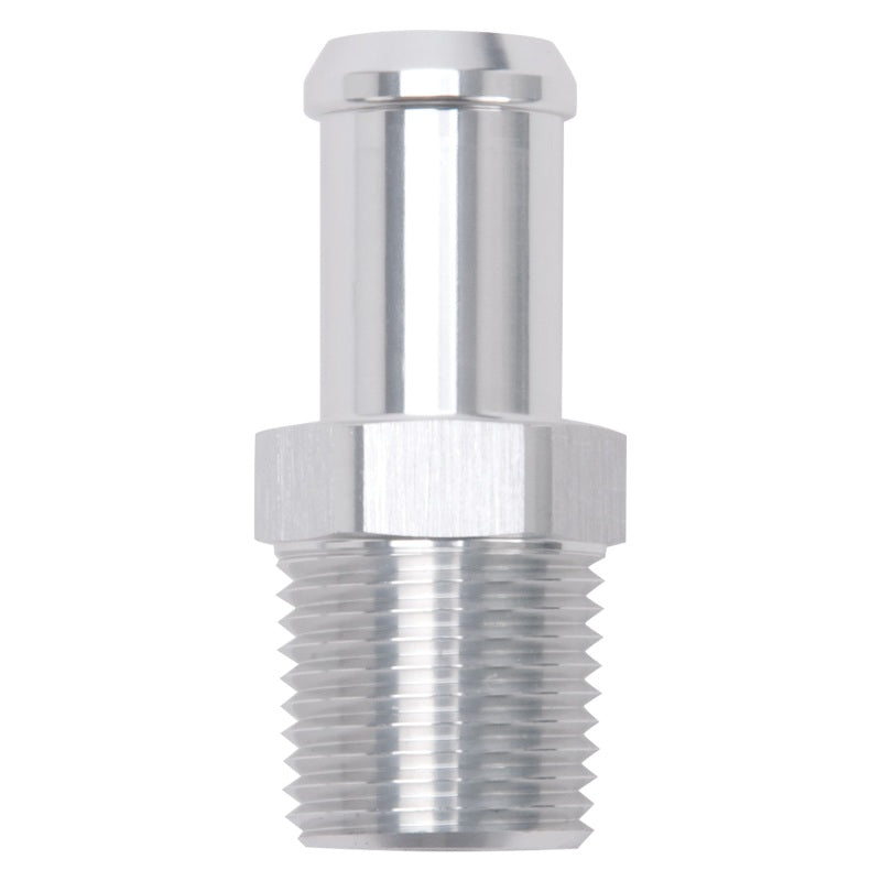 Edelbrock 8160 Hose End Straight 1/2In NPT to 5/8In Barb Clear Anodize
