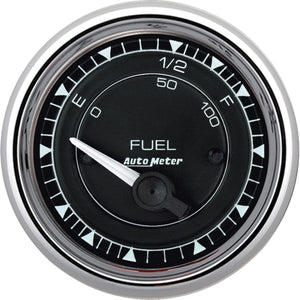 AutoMeter 9715 AutoMeter Chrono 2-1/16in 73E-10F Ohm Electric Fuel Level Gauge - Chrome